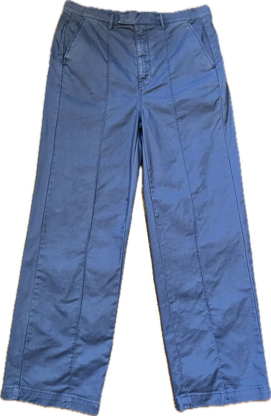 Alex Mill High-Rise Stretch Cotton Twill Trouser w Pin Tuck Seams Cobalt Coastal